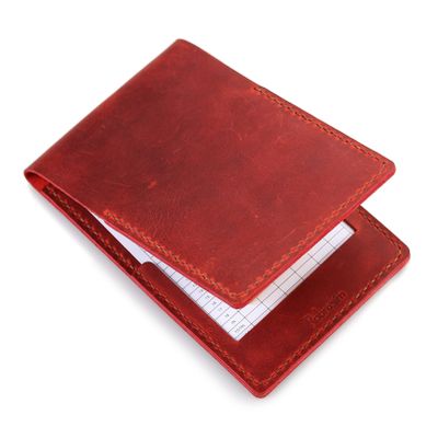 Robrasim Handmade Leather Yardage Book Cover, Leather Golf Scorecard Holder - Wine