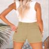 Hilltichu Womens Relaxed Fit Casual High Waist Pocketed Denim Shorts (Khaki,XX-Large,US,Alpha,Adult,Female,XX-Large,Regular,Regular) view 2
