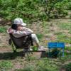 iClimb Ultralight Compact Camping Folding Beach Chair with Anti-Sinking Large Feet and Back Support Webbing (Woodland - Square Frame) view 2