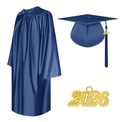 Herrenbek Shiny Graduation Cap and Gown 2026 Tassel Adult Set for High School and Bachelor