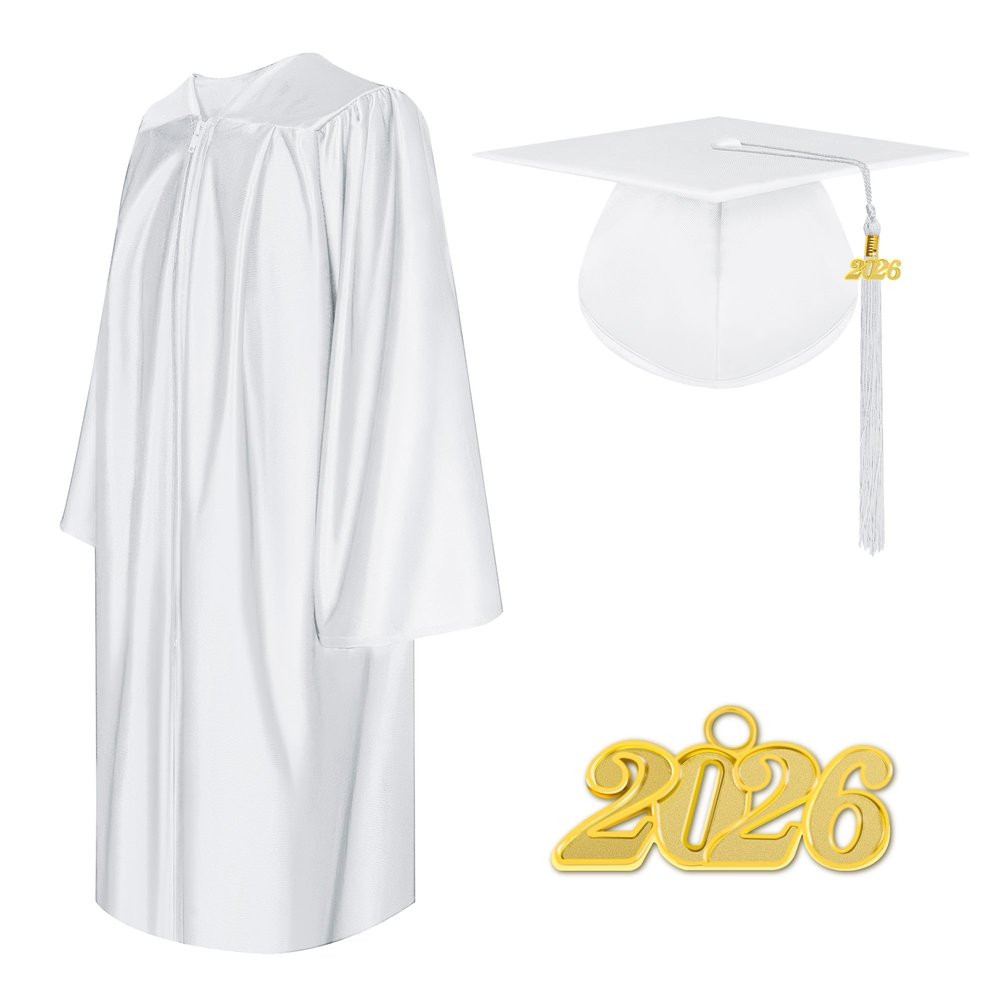 Herrenbek Shiny Graduation Cap and Gown 2026 Tassel Adult Set for High School and Bachelor