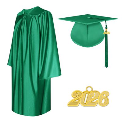 Herrenbek Shiny Graduation Cap and Gown 2026 Tassel Adult Set for High School and Bachelor