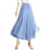 chouyatou Women's Chiffon Wide Leg Pants High Waist Pleated Culotte Palazzo Pants Side Slit (Medium, Blue) view 1
