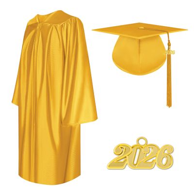 Herrenbek Shiny Graduation Cap and Gown 2026 Tassel Adult Set for High School and Bachelor