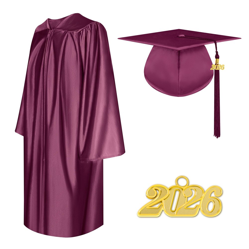 Herrenbek Shiny Graduation Cap and Gown 2026 Tassel Adult Set for High School and Bachelor