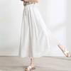 chouyatou Women's Chiffon Wide Leg Pants High Waist Pleated Culotte Palazzo Pants Side Slit (Small, White) view 3