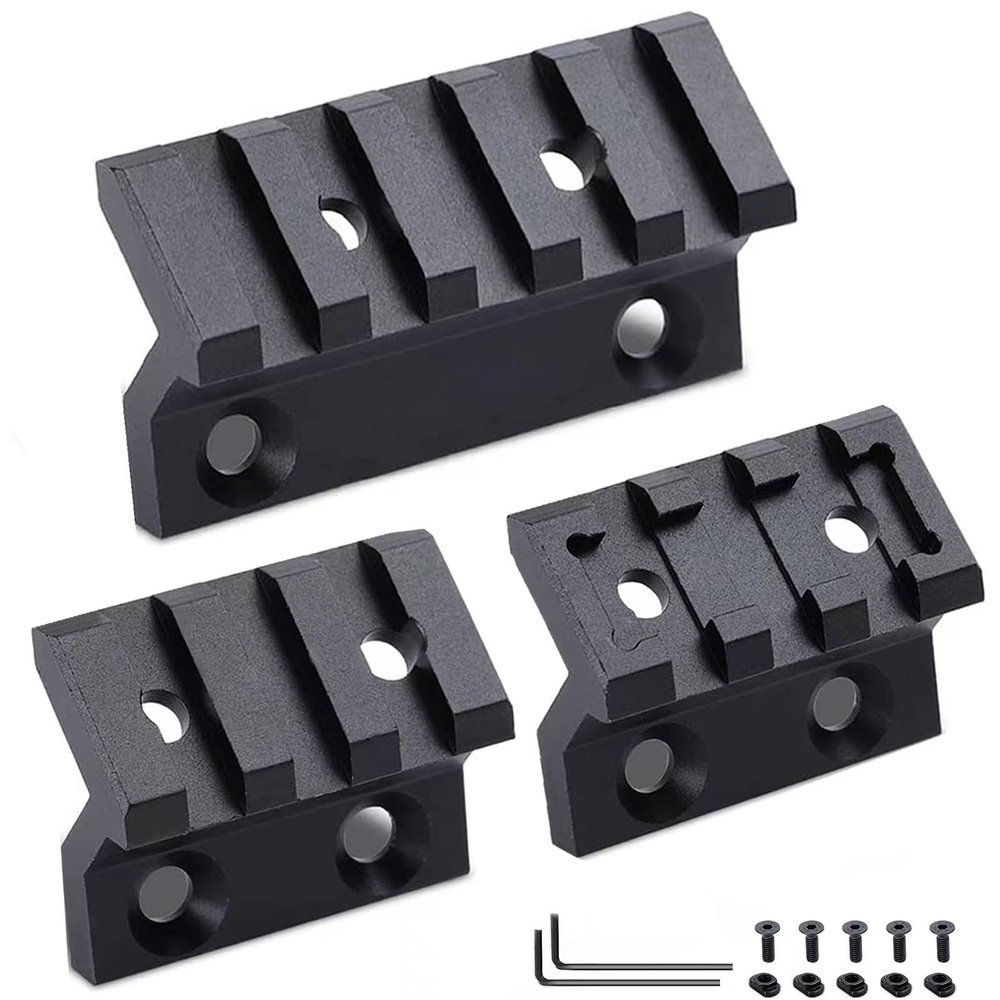 Bontok 45 Degree Offset Rail Mount, 3-3-5 Slots Aluminum Offset Side Light Optic Sight Picatinny Rail Mount (3 Pack)