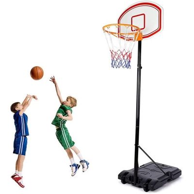 Portable Basketball Hoop, Adjustable Height, 28 inches Backboard Free Standing System w/Wheels Outdoor Indoor Basketball Training for Teenager, Black