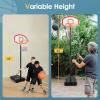 Portable Basketball Hoop, Adjustable Height, 28 inches Backboard Free Standing System w/Wheels Outdoor Indoor Basketball Training for Teenager, Black view 2