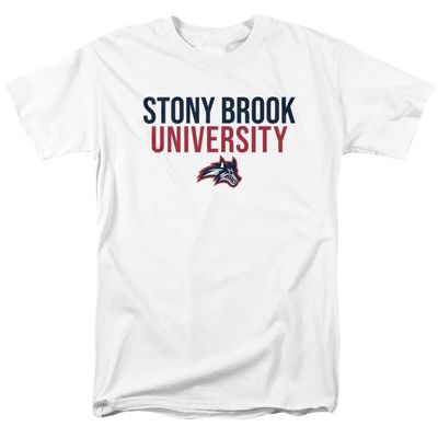 Stony Brook University Official Stacked Unisex Adult T Shirt,White, 4X-Large
