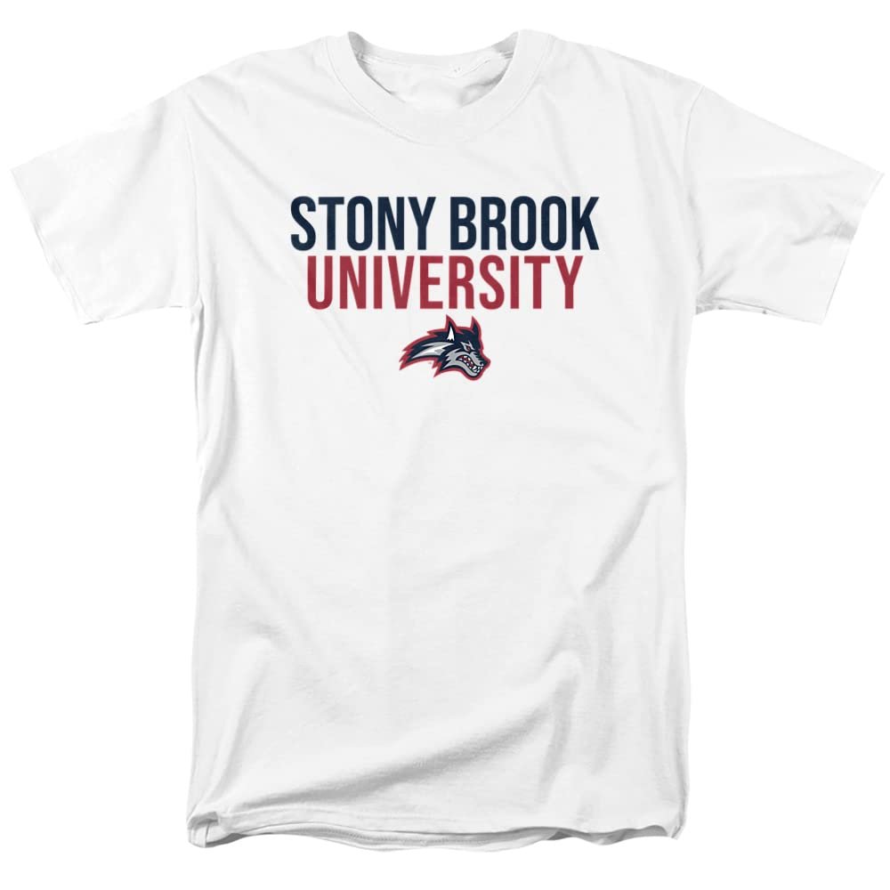 Stony Brook University Official Stacked Unisex Adult T Shirt,White, 4X-Large
