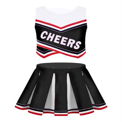 Yartina Kids Girls Cheer Leader Costume Uniform Sleeveless Cheerleading Complete Dress Halloween Outfit B#Black 14 Years