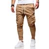 Men Joggers Chino Pants Drawstring Sports Athletic Workout Fitness Track Cargo Tapered Jogging Trousers (L, 8815-Khaki) view 4