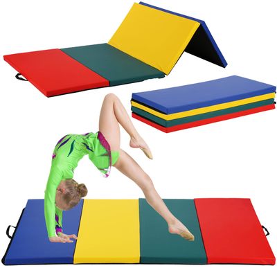 BLKMTY Gymnastics Mat - 4'x8'x2" Folding Exercise Mat with Carrying Handles for Gymnastics, Yoga & Workout, CM