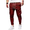 Men Joggers Chino Pants Drawstring Sports Athletic Workout Fitness Track Cargo Tapered Jogging Trousers (XL, 8815-Red) view 1