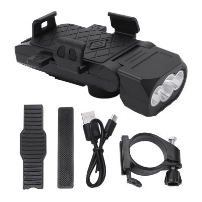 Bicycle Lights, 4-in-1 Rechargeable Bright Safety Light with Power Bank Horn Phone Holder for Night Riding Commuting Mountain Biking Cyclists