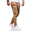 Men Joggers Chino Pants Drawstring Sports Athletic Workout Fitness Track Cargo Tapered Jogging Trousers (M, 8815-Khaki) view 2