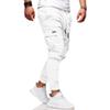 Men Joggers Chino Pants Drawstring Sports Athletic Workout Fitness Track Cargo Tapered Jogging Trousers (M, 8815-White) view 3