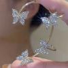 SMDSAZ Gold Plated Metal Ear Bone Clip for Women Sweet Exquisite Sparkling Crystal Butterfly Ear Cuff Clip Earring Wedding Jewelry (Metal Color : Gold-Color) view 2