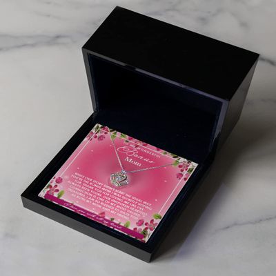 Crown Pendant Necklace Luxury Box - to My Bonus MOM, Stunning Sterling Silver Dancing Crown Pendant for Bonus Mom, Foster Mom, Stepmom, Mothers Day Ea