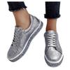 Bcshiye Loafer Shoes for Women Shinny Glitter Sneakers Lace up Walking Sneakers Fashion Sequin Slip-On Flat Sneakers view 1