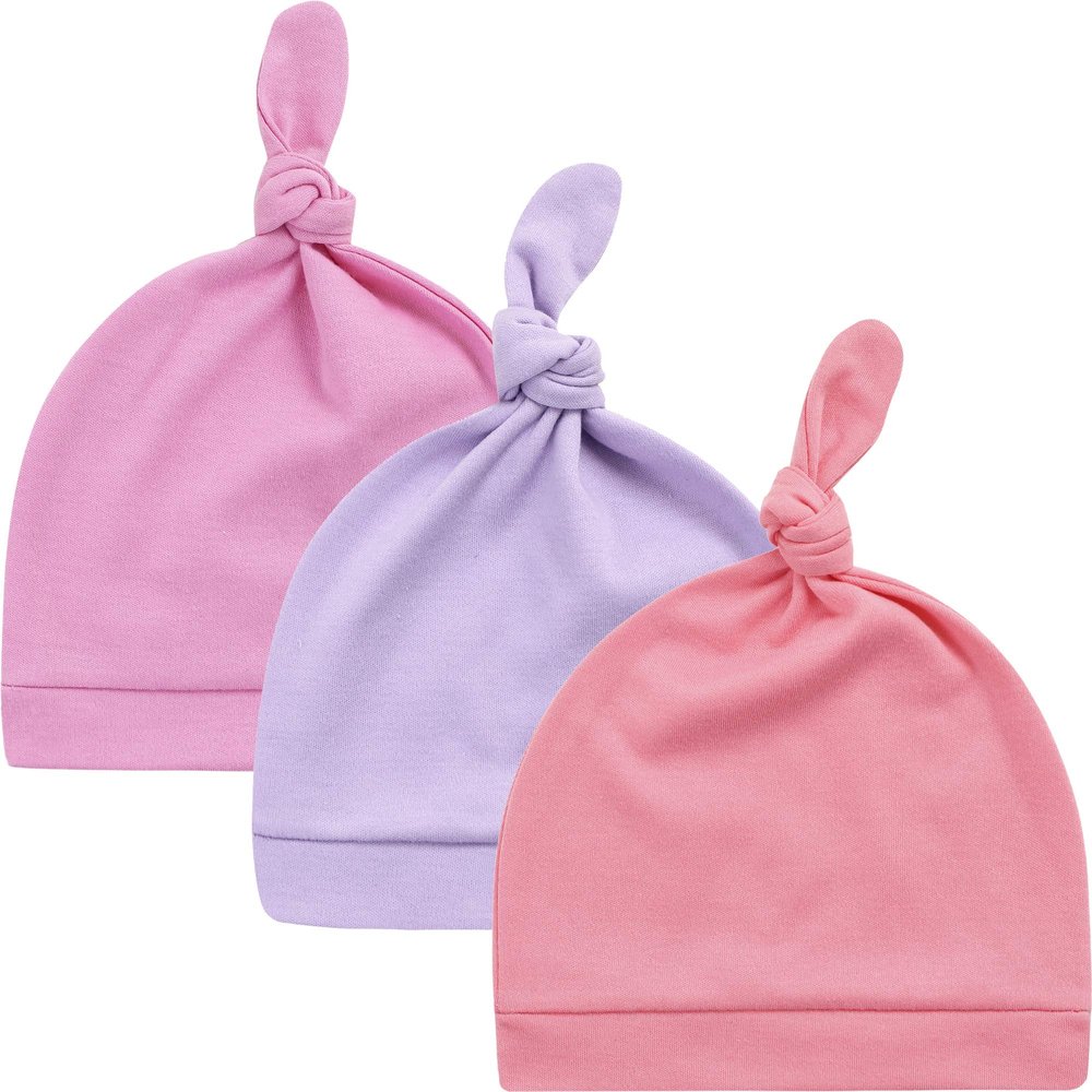 Kiddycare Newborn Baby Hospital Hat for Boy/Girl | Doctor Developed Baby Beanies for Infant Babies | Toddler Hats, Preemie Beanies for Boy Girl | Spring Blossom 0-3 Months - 3Pk