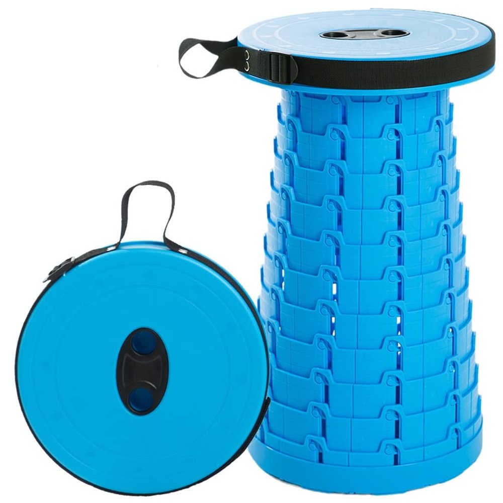 Hvsport Stools Portable Folding Chair Folding Camping Stool Retractable Seat Suitable for Adult Camping, Fishing, Hiking, Barbecue (Color : Blue)