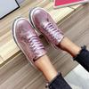 Bcshiye Loafer Shoes for Women Shinny Glitter Sneakers Lace up Walking Sneakers Fashion Sequin Slip-On Flat Sneakers view 3
