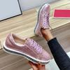 Bcshiye Loafer Shoes for Women Shinny Glitter Sneakers Lace up Walking Sneakers Fashion Sequin Slip-On Flat Sneakers view 4