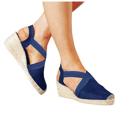 Bcshiye Womens Platform Espadrille Sandals Closed Toe Summer Wedge Sandals Slip on Wedge Heels Casual Dressy Sandals
