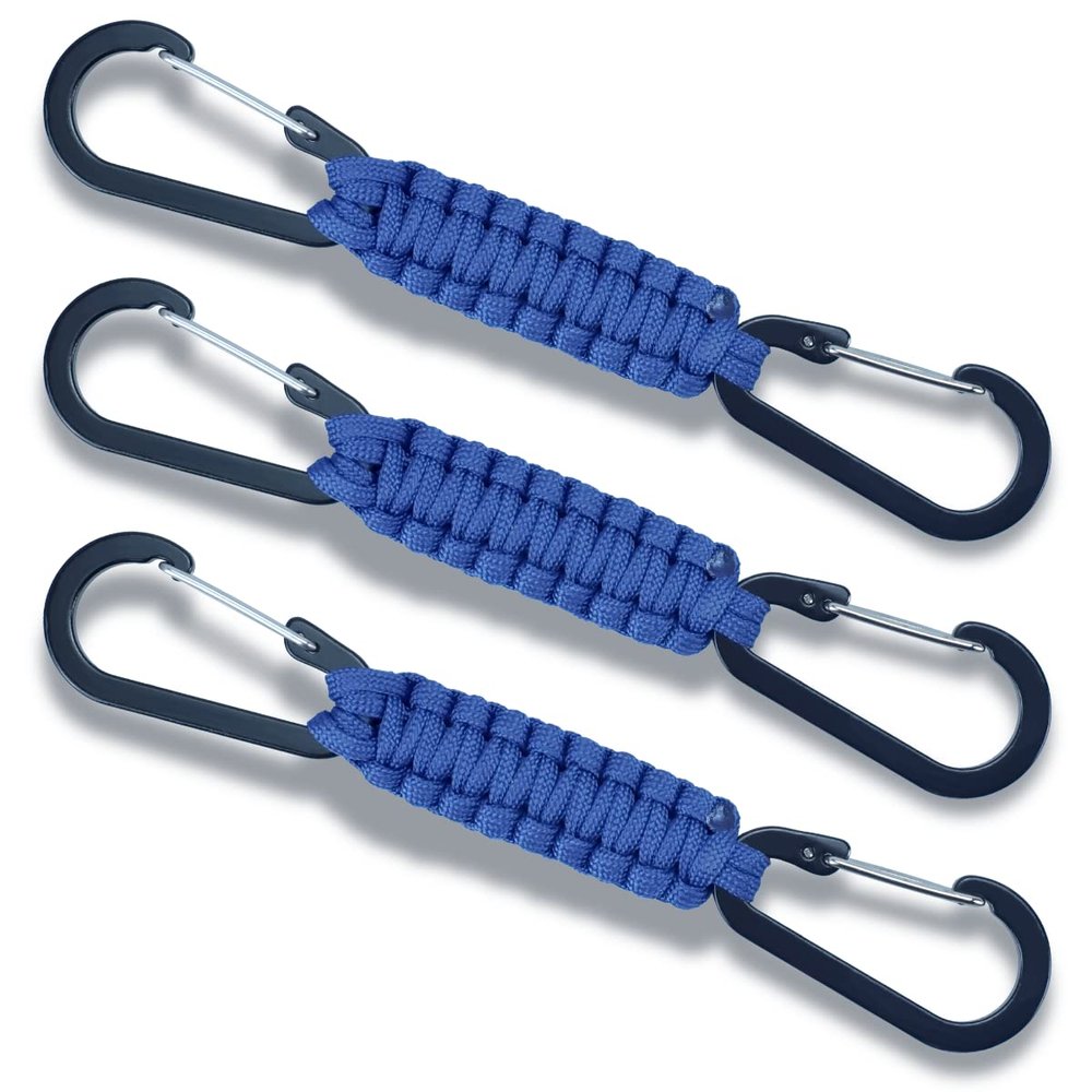 3 Packs Outdoor Braided Paracord Carabiner Hanging Hooks Fence Hook Perfect for Bottles Backpack Bat Bags Camping Tools
