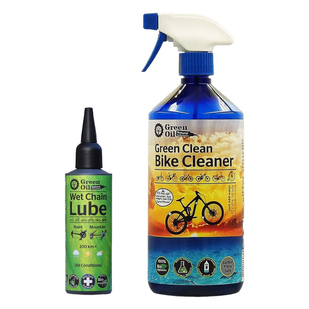 GREEN OIL Saver Bundle - Natural Free of Palm Oil - Made in UK (Bike Cleaner - Wet Chain Lube)