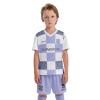 ORKY Custom Soccer Uniform, Men Fast Drying Short Sleeve Football Shirt, Kids Customzie Design Match Jersey Grid(Light Purple 110cm) view 1