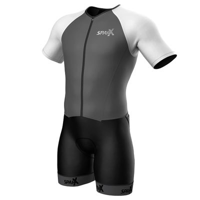 Sparx Mens Elite Aerosuit Triathlon Suit Mens Short Sleeve Tri Suit Skinsuit (Gray, 2XL)