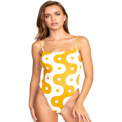 RVCA Womens Medium Coverage One Piece Bikini - Good Days French (Barely Pink, Small)