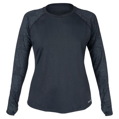 XCEL Womens Ventx Long Sleeve UV Rashguard - Hawaii Inspired Black/Black Monstera Print | Large