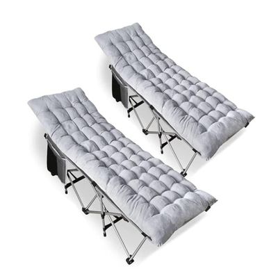 ZONETECH Folding Outdoor Camping Travel Cot and Pad - Premium Quality Lightweight Portable Heavy Duty Adult & Kids w/Large Pocket and Cushion (Gray 2-Pack)