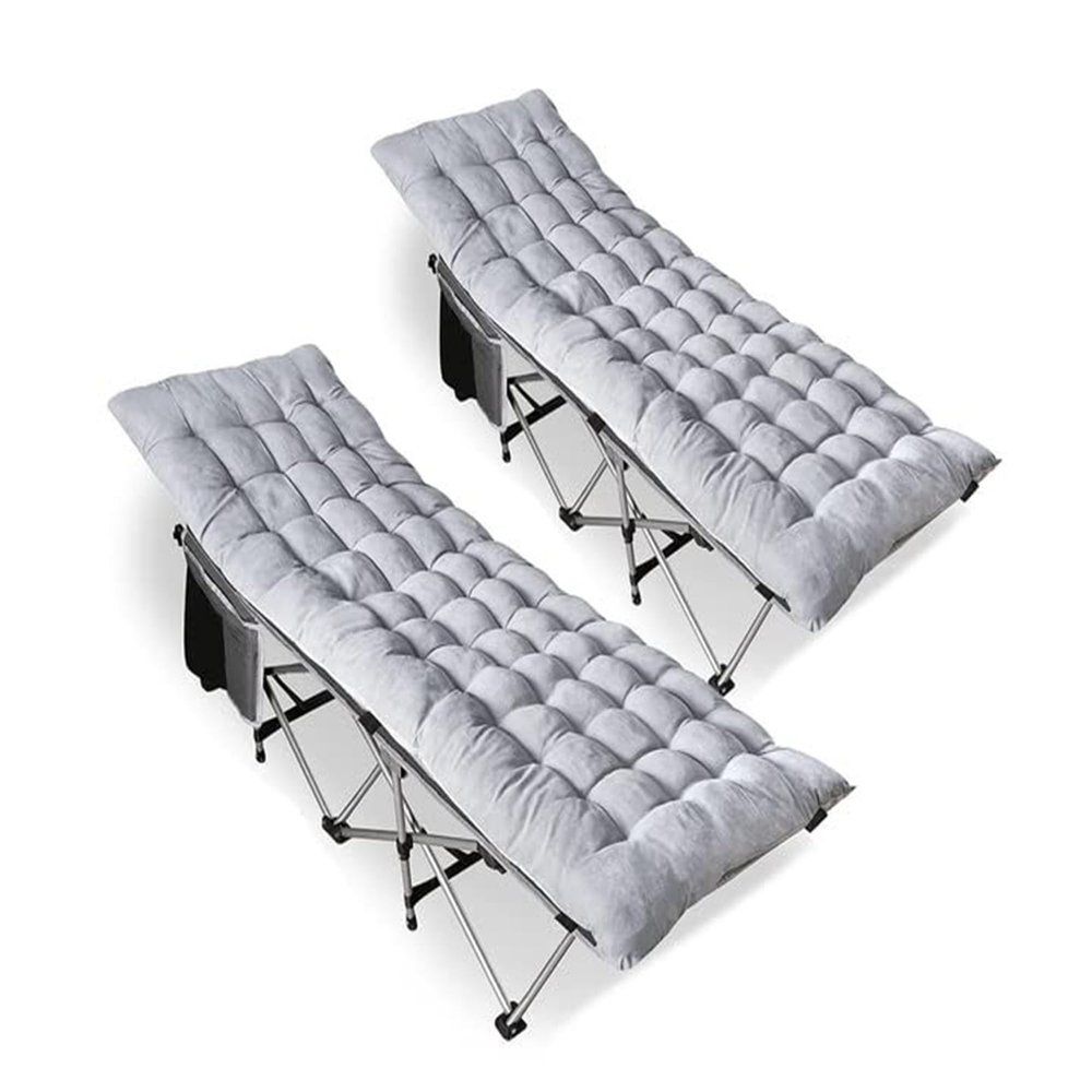 ZONETECH Folding Outdoor Camping Travel Cot and Pad - Premium Quality Lightweight Portable Heavy Duty Adult & Kids w/Large Pocket and Cushion (Gray 2-Pack)