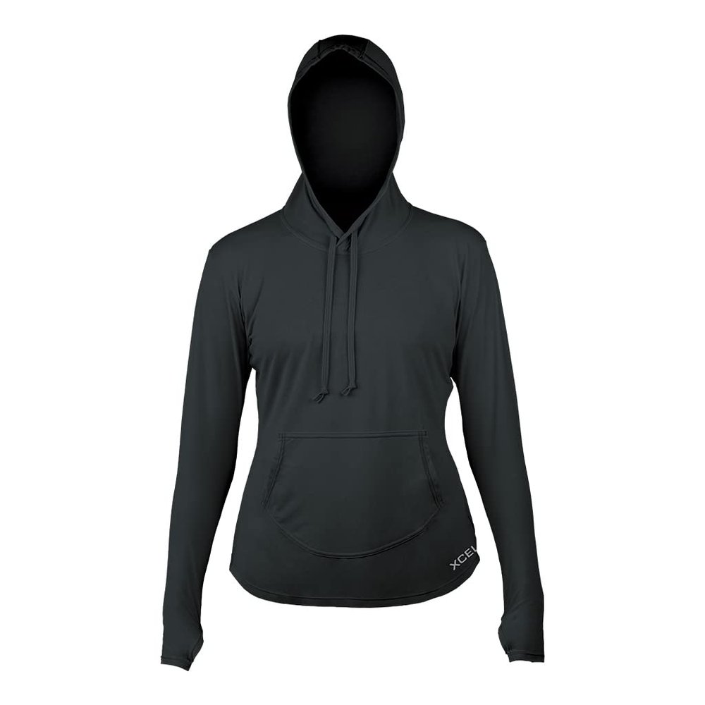 XCEL Womens Ventx Long Sleeve Hooded UV Sun Shirt - Heathered Black | Medium