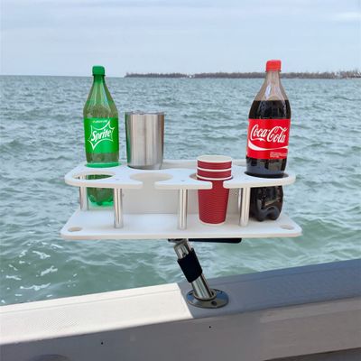 Brocraft Boat Drink Bar With Rod Holder Mount/Boat Table Caddy Organizer/Boat Cocktail table/Boat Cup Holder and Marine Party Table/Boat Party Bar Accessories
