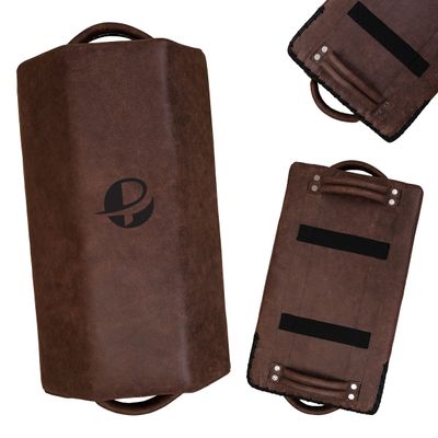 PFG Vintage Tombstone Striking Kick Shield Genuine Leather for Boxing MMA Muay Thai Kick Boxing (Brown, Small - 18"x11"x4.5")