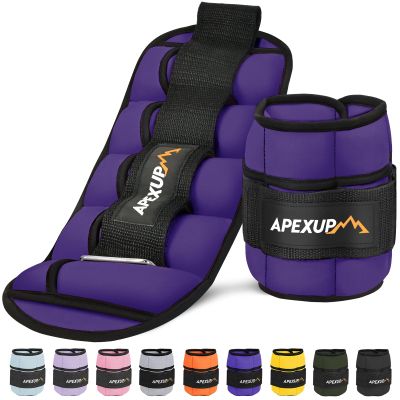 APEXUP 10lbs/Pair Adjustable Ankle Weights for Women and Men, Modularized Leg Weight Straps for Yoga, Walking, Running, Aerobics, Gym, Physical Therapy (Purple)
