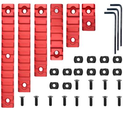 Gotical Pack of 6 - Mlok 3 Slots Rail, Mlok 5 Slots Rail, Mlok 7 Slots Rail, Mlok 9 Slots Rail, Mlok 11 Slots Rail, Mlok 13 SlotsRail,1 Pieces Each 12 Screw and 12 Nuts with 3 Allen Wrench