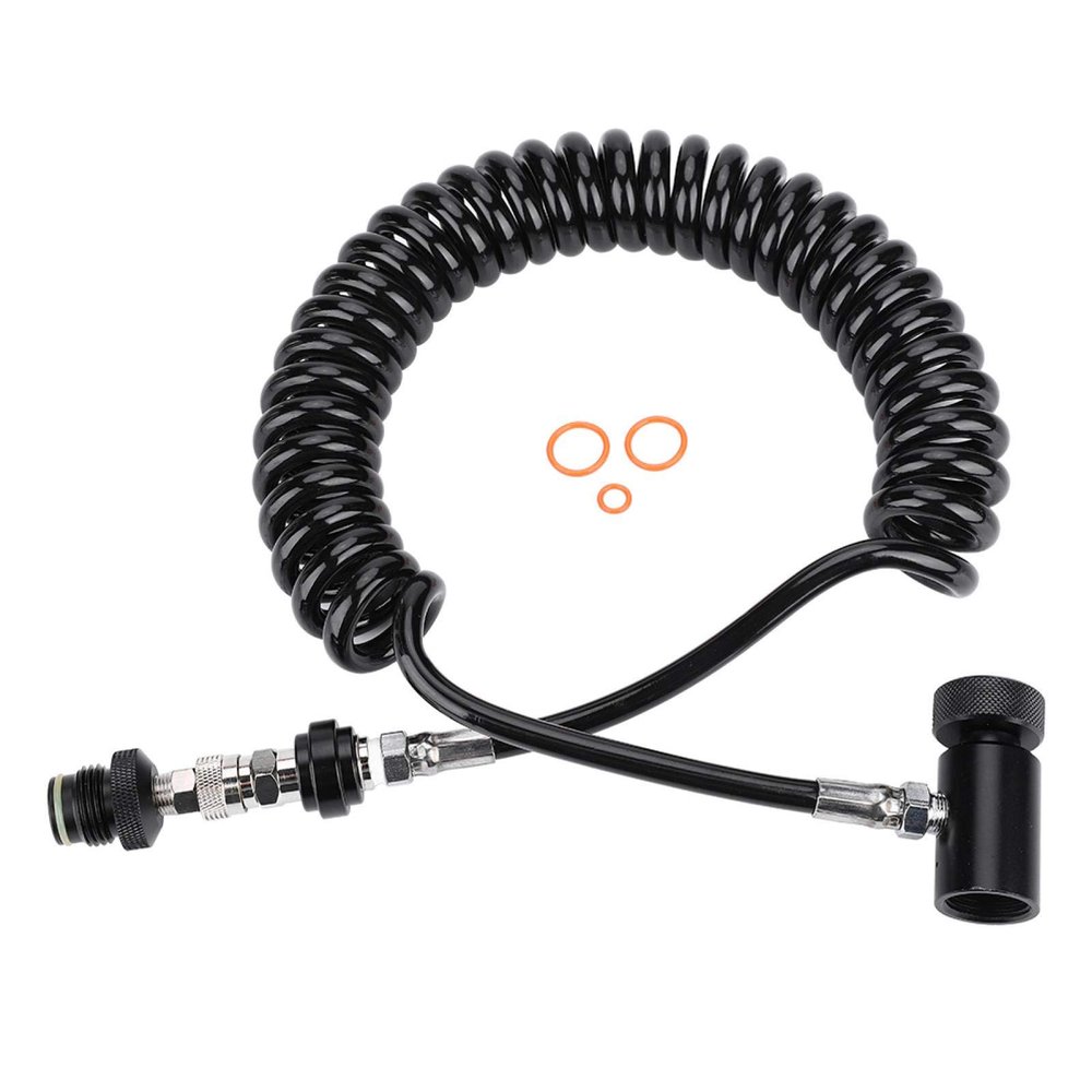 Heavy Duty Paintball Tank Remote Coil, Paintball Coil Flexible Cylinder Connection Valve Hose Coiled Deluxe Remote Line Paintball Marker Remote Coil Corrugated Hose Connects Replacement