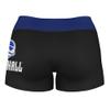 Vive La Fete Seton Hall University Pirates Women's Workout Soft Yoga Shorts with Logo on Thigh & Waistband Black view 2