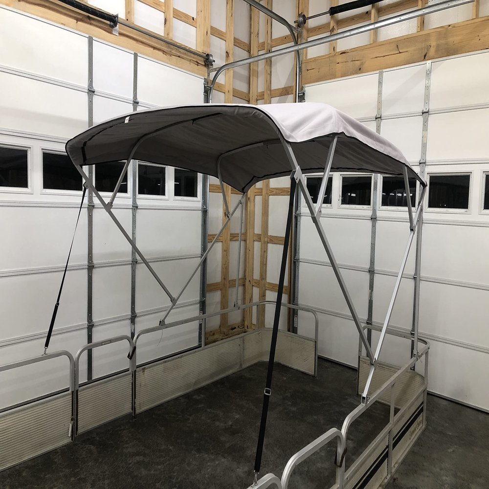 9' Long x 8.5' Wide Pontoon Boat Bimini Top Kit, Best Available, Grey, Complete Kit, Square Frame with Metal Fittings, 16oz Canvas, Hardware Kit