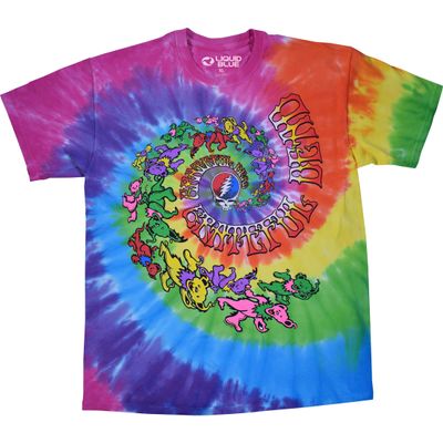 Grateful Dead Spiral Trippy Dancing Bears, Tie Dye, Medium