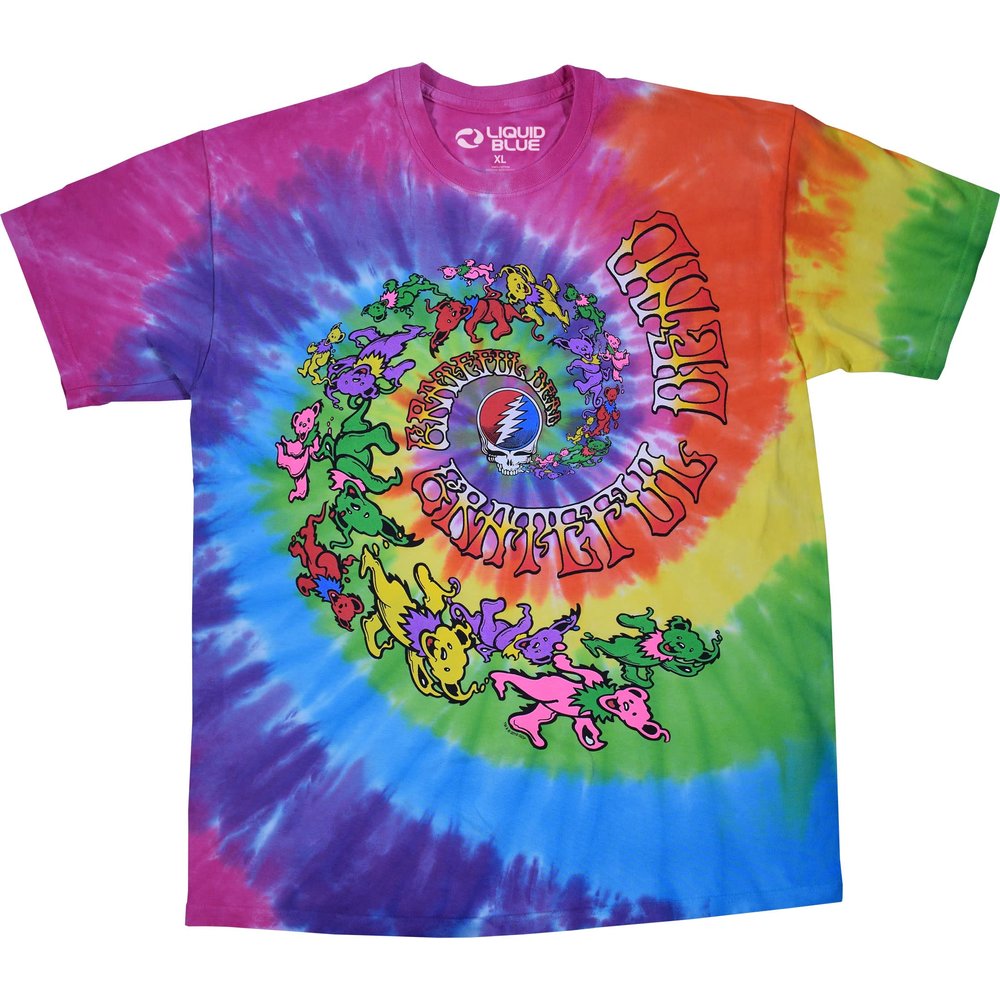 Grateful Dead Spiral Trippy Dancing Bears, Tie Dye, Medium