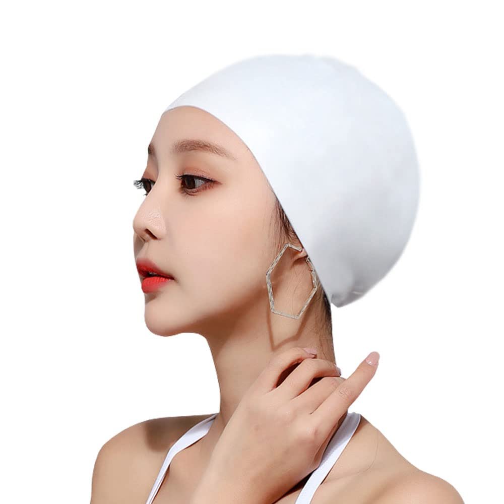 Swim Cap Swimming Cap Pure White Swim Cap for Men Women of Short Hair Silicone Swim Hat Swimming Hat for Youth Adult