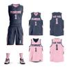 Custom Men Youth Reversible Basketball Jersey Uniform Printed Personalized Name Number Sportswear Big Size Navy&pink-33 view 1